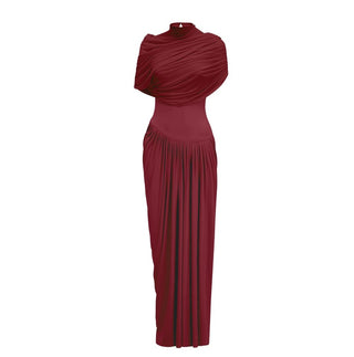 Red evening gown on a white background